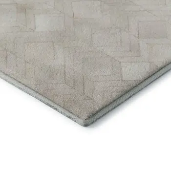 10' X 14' Ivory And Gray Geometric Washable Area Rug With UV Protection