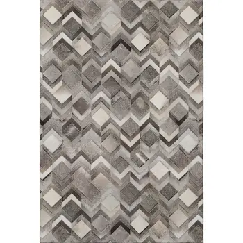 3' X 5' Gray Ivory And Black Geometric Washable Area Rug With UV Protection