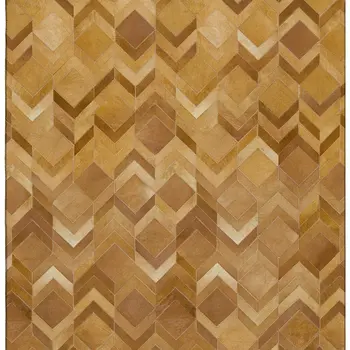 5' X 8' Brown Ivory And Beige Geometric Washable Area Rug With UV Protection
