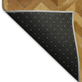 8' Brown Ivory And Beige Geometric Washable Round Rug With UV Protection