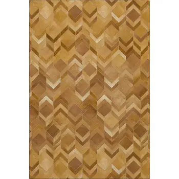 8' X 10' Brown Ivory And Beige Geometric Washable Area Rug With UV Protection