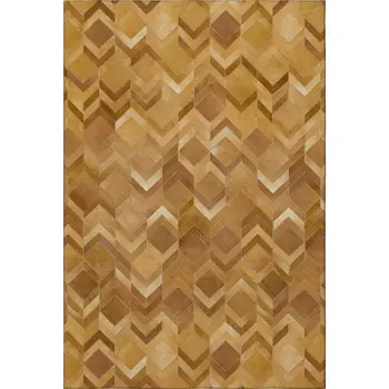 8' X 10' Brown Ivory And Beige Geometric Washable Area Rug With UV Protection