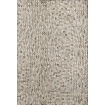 8' X 10' Gray Ivory And Beige Geometric Washable Area Rug With UV Protection