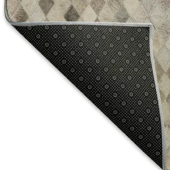 9' X 12' Gray Ivory And Beige Geometric Washable Area Rug With UV Protection