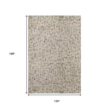 10' X 14' Gray Ivory And Beige Geometric Washable Area Rug With UV Protection