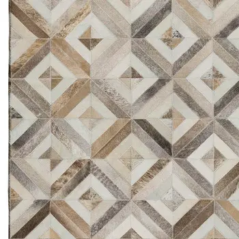 5' X 8' Gray Brown And Ivory Geometric Washable Area Rug With UV Protection