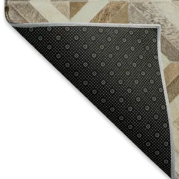 9' X 12' Gray Brown And Ivory Geometric Washable Area Rug With UV Protection