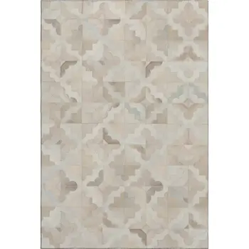 8' X 10' Ivory Beige And Gray Geometric Washable Area Rug With UV Protection