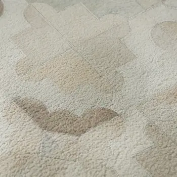 8' X 10' Ivory Beige And Gray Geometric Washable Area Rug With UV Protection