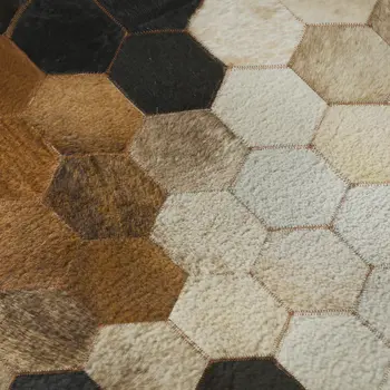 5' X 8' Black Brown And Ivory Geometric Washable Area Rug With UV Protection