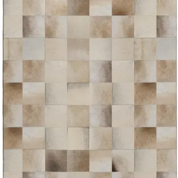 8' X 10' Taupe Ivory And Beige Patchwork Washable Area Rug With UV Protection