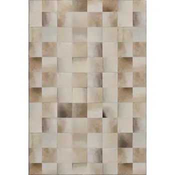 9' X 12' Taupe Ivory And Beige Patchwork Washable Area Rug With UV Protection