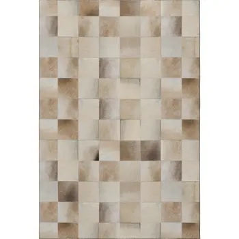 9' X 12' Taupe Ivory And Beige Patchwork Washable Area Rug With UV Protection