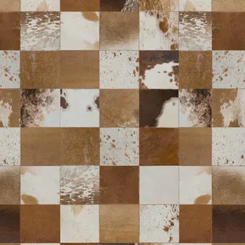 10' X 14' Brown And Ivory Patchwork Washable Area Rug With UV Protection