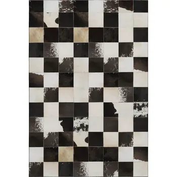3' X 5' Black Ivory And Beige Patchwork Washable Area Rug With UV Protection