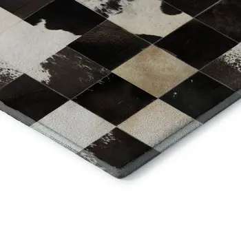 5' X 8' Black Ivory And Beige Patchwork Washable Area Rug With UV Protection