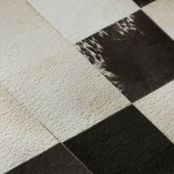 8' X 10' Black Ivory And Beige Patchwork Washable Area Rug With UV Protection
