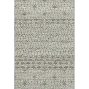 8' X 10' Taupe And Ivory Geometric Washable Area Rug With UV Protection