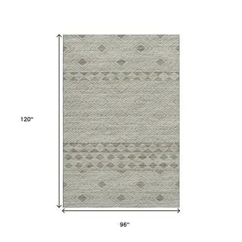 8' X 10' Taupe And Ivory Geometric Washable Area Rug With UV Protection