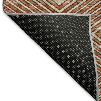 5' X 8' Burnt Sienna And Ivory Geometric Washable Area Rug With UV Protection