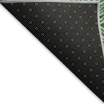10' X 14' Green And Navy Blue Geometric Washable Area Rug With UV Protection