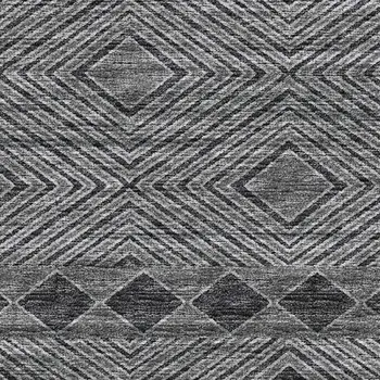 5' X 8' Gray And Black Geometric Washable Area Rug With UV Protection
