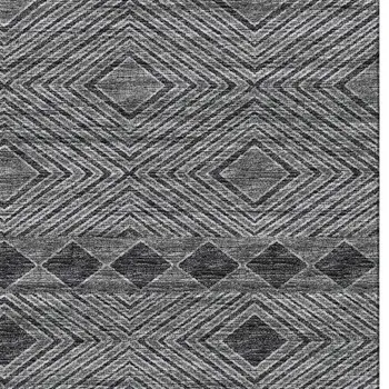 5' X 8' Gray And Black Geometric Washable Area Rug With UV Protection