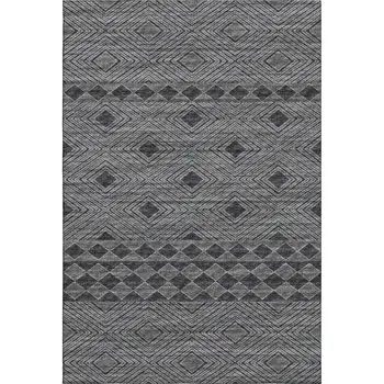 10' X 14' Gray And Black Geometric Washable Area Rug With UV Protection