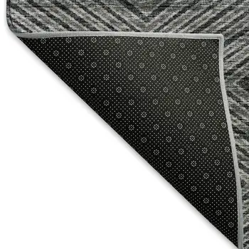 10' X 14' Gray And Black Geometric Washable Area Rug With UV Protection