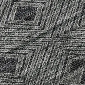 10' X 14' Gray And Black Geometric Washable Area Rug With UV Protection