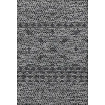 10' X 14' Gray And Black Geometric Washable Area Rug With UV Protection