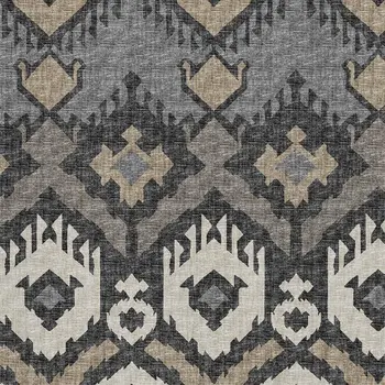 3' X 5' Desert Sand Ivory And Gray Tribal Washable Area Rug With UV Protection