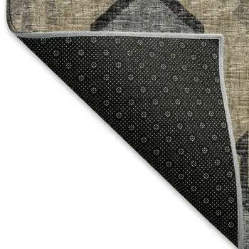 8' X 10' Desert Sand Ivory And Gray Tribal Washable Area Rug With UV Protection