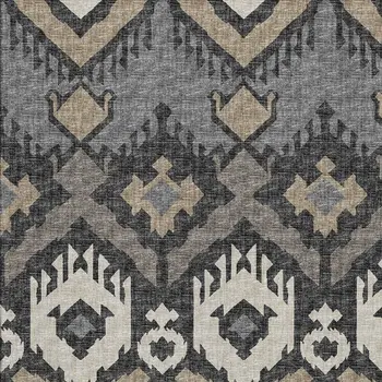 8' X 10' Desert Sand Ivory And Gray Tribal Washable Area Rug With UV Protection