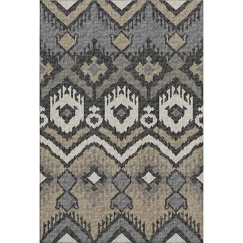 9' X 12' Desert Sand Ivory And Gray Tribal Washable Area Rug With UV Protection