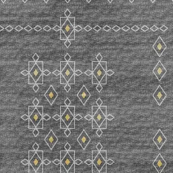 3' X 5' Gray Gold And Silver Tribal Washable Area Rug With UV Protection