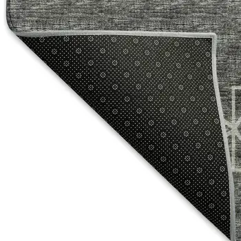 8' Gray Gold And Silver Tribal Washable Round Rug With UV Protection