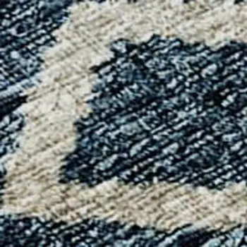 8' X 10' Blue Rust And Ivory Tribal Washable Area Rug With UV Protection
