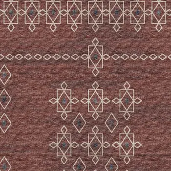 3' X 5' Burnt Sienna Ivory And Black Tribal Washable Area Rug With UV Protection
