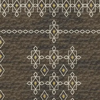 8' X 10' Brown Ivory And Gold Tribal Washable Area Rug With UV Protection