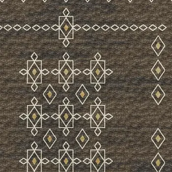 10' X 14' Brown Ivory And Gold Tribal Washable Area Rug With UV Protection