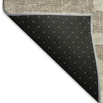 5' X 8' Tan And Ivory Abstract Washable Area Rug With UV Protection