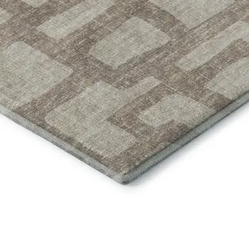 5' X 8' Tan And Ivory Abstract Washable Area Rug With UV Protection