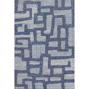 3' X 5' Blue And Silver Abstract Washable Area Rug With UV Protection