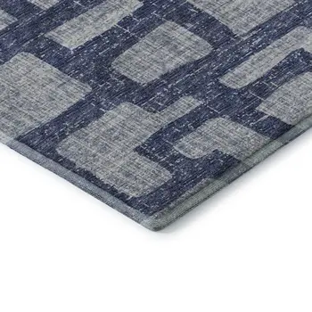 9' X 12' Blue And Silver Abstract Washable Area Rug With UV Protection