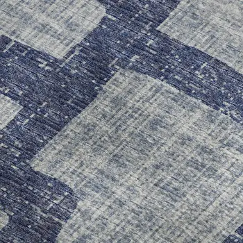 10' X 14' Blue And Silver Abstract Washable Area Rug With UV Protection