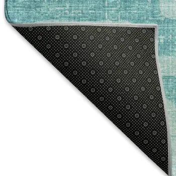9' X 12' Turquoise And Sky Blue Abstract Washable Area Rug With UV Protection