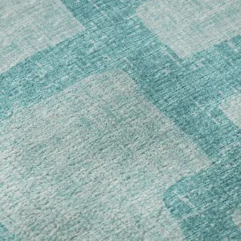 9' X 12' Turquoise And Sky Blue Abstract Washable Area Rug With UV Protection