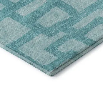 10' X 14' Turquoise And Sky Blue Abstract Washable Area Rug With UV Protection