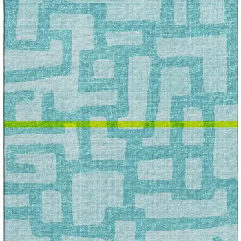 10' X 14' Turquoise And Sky Blue Abstract Washable Area Rug With UV Protection